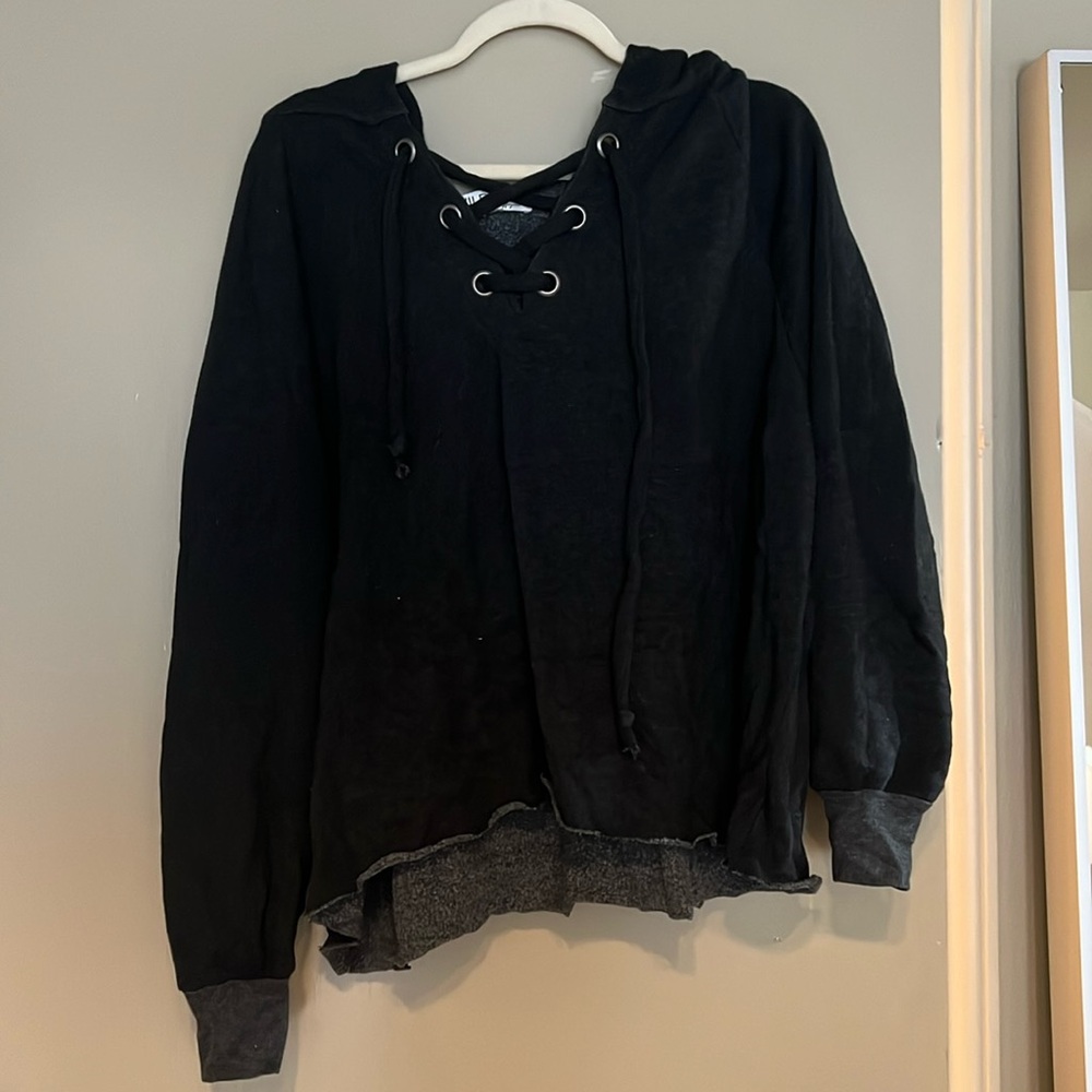 Wildfox Criss Cross Hoodie in Black